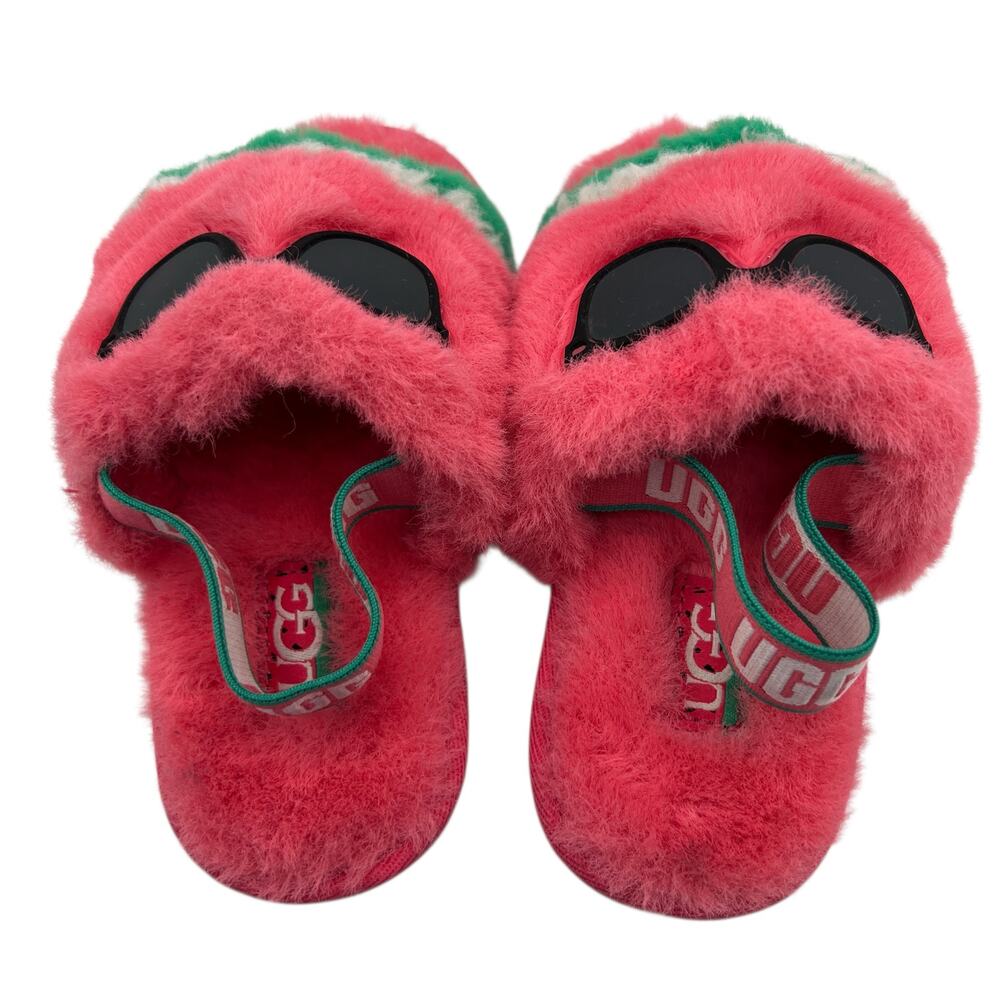 Ugg Toddlers Fluff Yeah Watermelon Stripe and Sunglasses Slides Slippers Size 9 - Picture 4 of 9